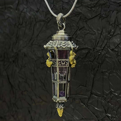 Sterling silver Tower cage with crystal