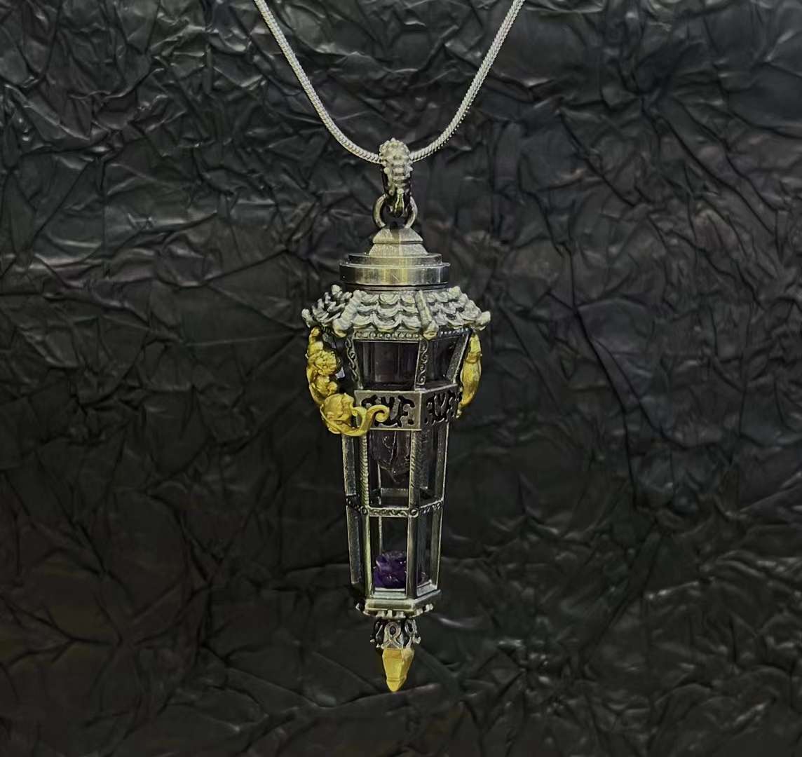 Sterling silver Tower cage with crystal